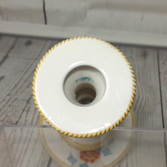 Floral Candle Holders Nora Fenton Made In Italy Set Of 2 Hand Painted Numbered - Picture 9 of 14